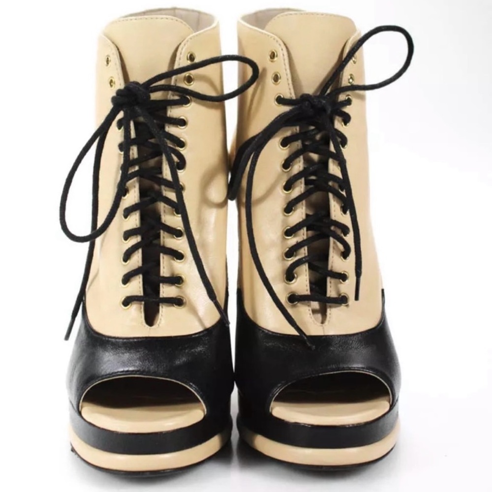 CHANEL lamb skin quilted booties
